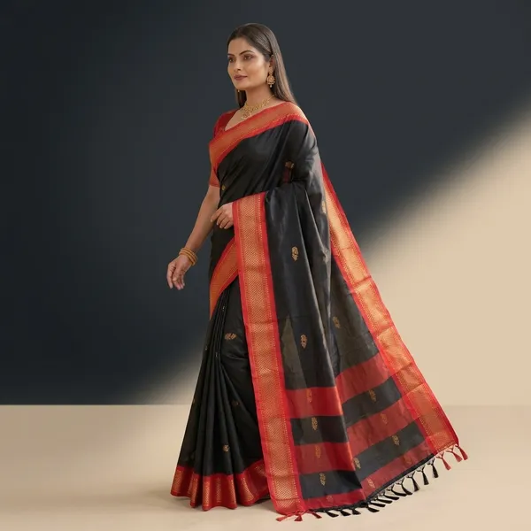 Black_Sico_Silk_Zari_Border_Paithani_Saree_For_Women