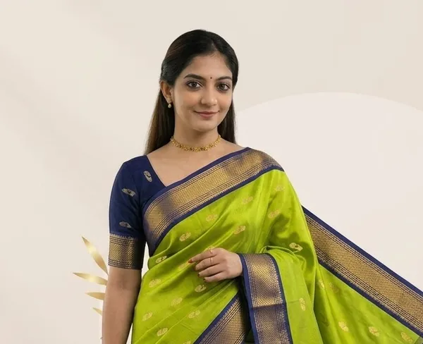 Lime_Sico_Silk_Paithani_Zari_Border_Luxury_Pallu_Saree_For_Women
