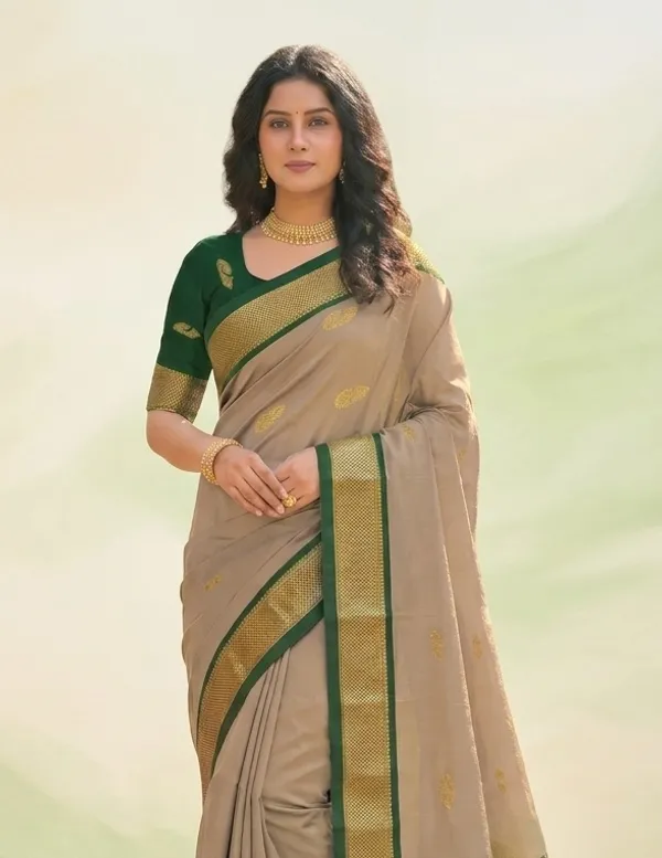 Beige_Sico_Silk_Paithani_Zari_Border_Saree_For_Women