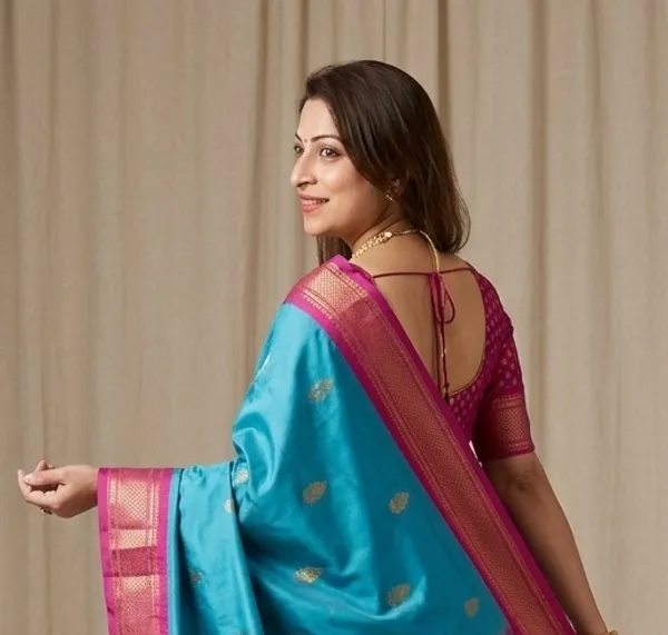 Sky_Blue_Sico_Silk_Paithani_Temple_Border_Saree_For_Women