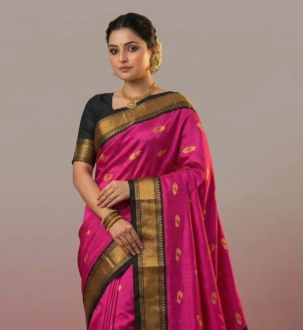 Pink_Sico_Silk_Paithani_Temple_Border_Saree_For_Women