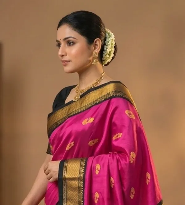 Pink_Sico_Silk_Paithani_Temple_Border_Saree_For_Women