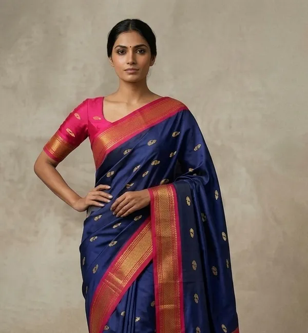 Blue_Sico_Silk_Paithani_Zari_Border_Designer_Saree_For_Women