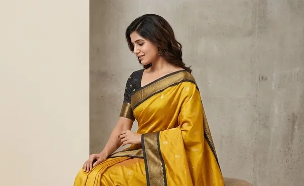 Yellow_Sico_Silk_Paithani_Zari_Border_Saree_For_Women