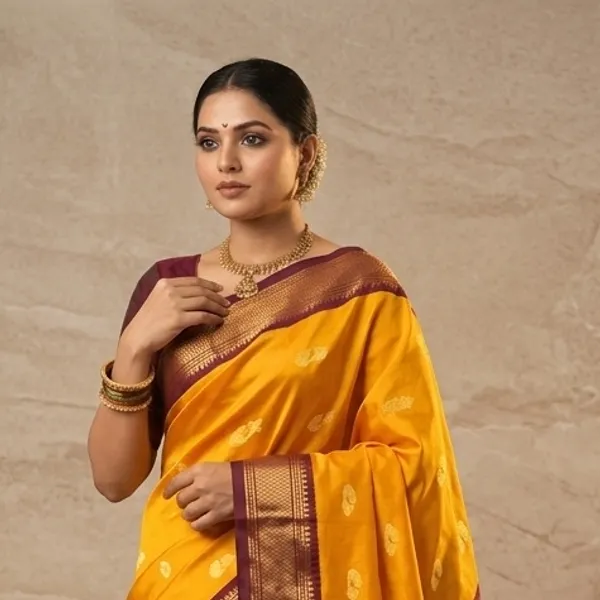 Yellow_Sico_Silk_Paithani_Zari_Border_Saree_For_Women