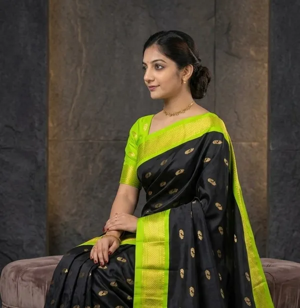 Bottle_Green_Sico_Silk_Paithani_Zari_Border_Saree_For_Women