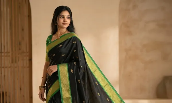 Black_Sico_Silk_Paithani_Zari_Border_Traditional_Saree_For_Women