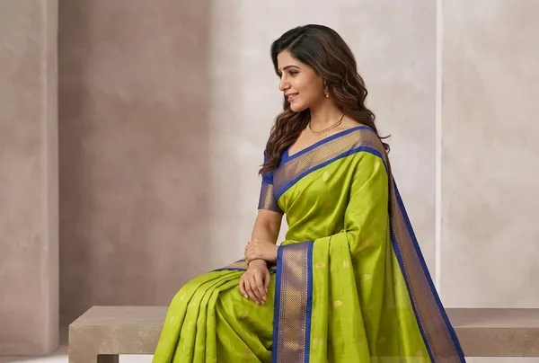 Lime_Sico_Silk_Paithani_Zari_Border_Saree_For_Women