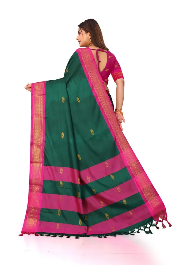 Bottle_Green_Sico_Silk_Paithani_Zari_Woven_Saree_For_Women