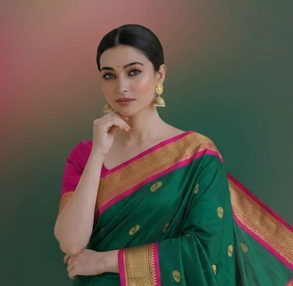 Bottle_Green_Sico_Silk_Paithani_Zari_Woven_Saree_For_Women