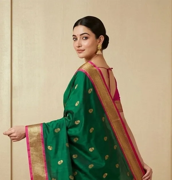 Bottle_Green_Sico_Silk_Paithani_Zari_Woven_Saree_For_Women