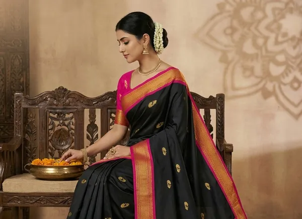 Black_Sico_Silk_Paithani_Temple_Border_Saree_For_Women
