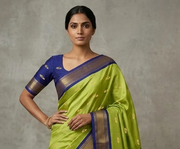 Lime_Sico_Silk_Paithani_Zari_Border_Saree_For_Women