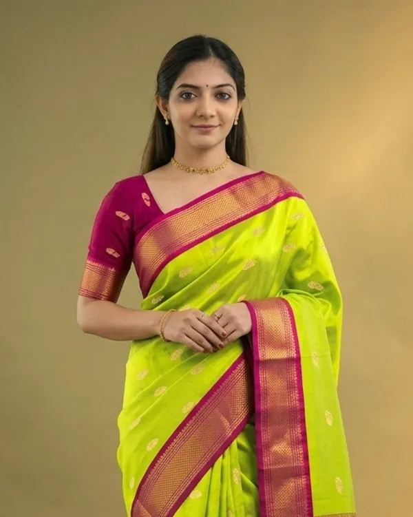 Lime_Sico_Silk_Paithani_Zari_Border_Saree_For_Women