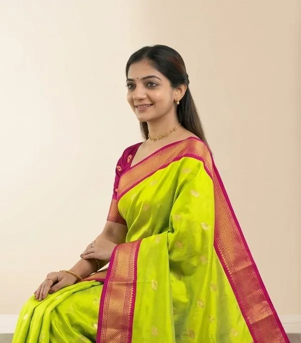 Lime_Sico_Silk_Paithani_Zari_Border_Saree_For_Women