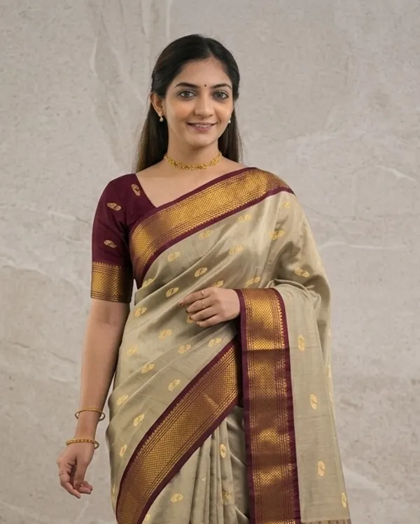Beige_Sico_Silk_Paithani_Zari_Border_Saree_For_Women