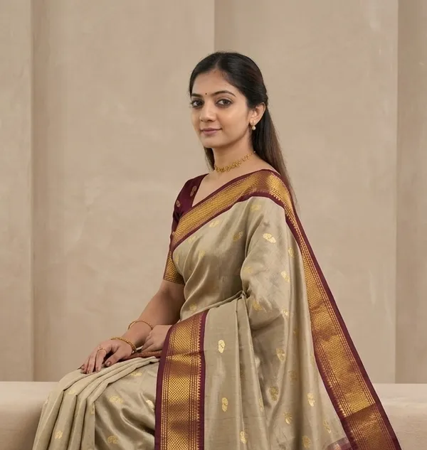 Beige_Sico_Silk_Paithani_Zari_Border_Saree_For_Women