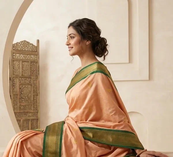 Peach_Sico_Silk_Paithani_Zari_Grand_Pallu_Saree_For_Women