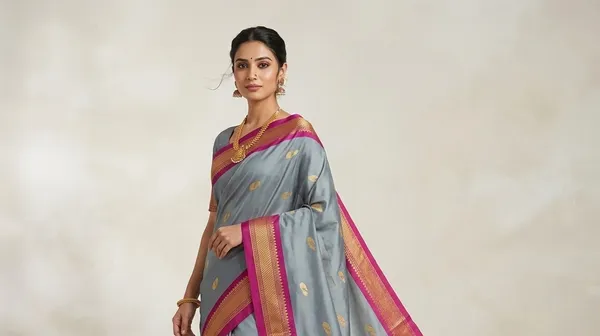 Grey_Sico_Silk_Paithani_Temple_Border_Big_Pallu_Saree_For_Women