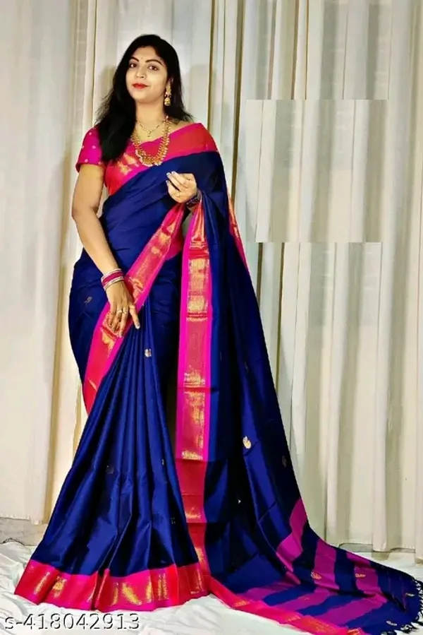 Blue_Sico_Silk_Paithani_Contrast_Blouse_Saree_For_Women