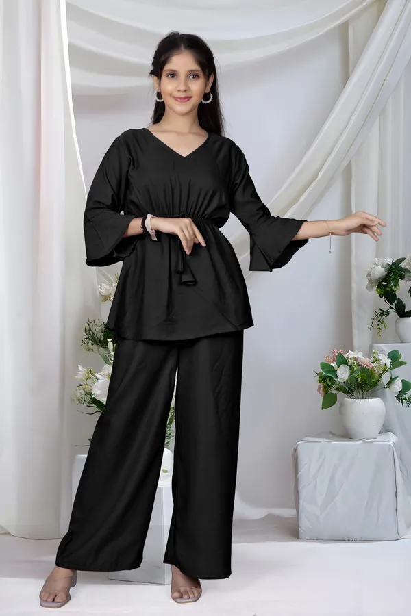 Naazglory_Girls_Casual_Kurta_And_Palazzo_Set_(Black_Pack_Of_1)