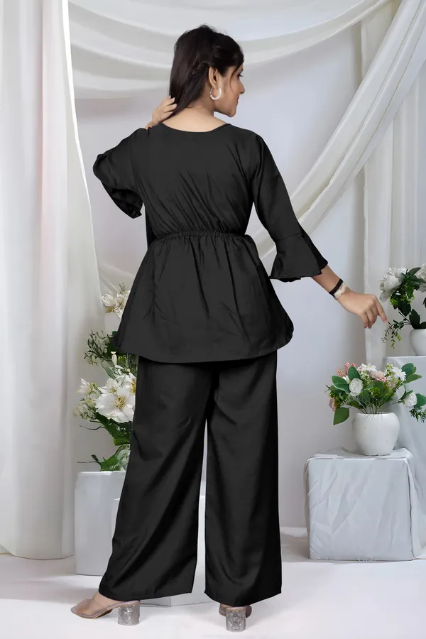 Naazglory_Girls_Casual_Kurta_And_Palazzo_Set_(Black_Pack_Of_1)
