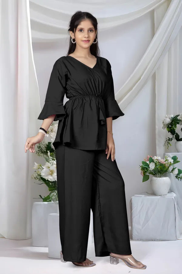 Naazglory_Girls_Casual_Kurta_And_Palazzo_Set_(Black_Pack_Of_1)