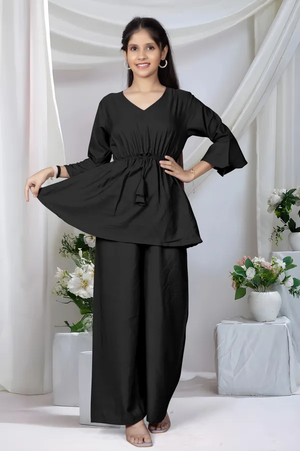 Naazglory_Girls_Casual_Kurta_And_Palazzo_Set_(Black_Pack_Of_1)
