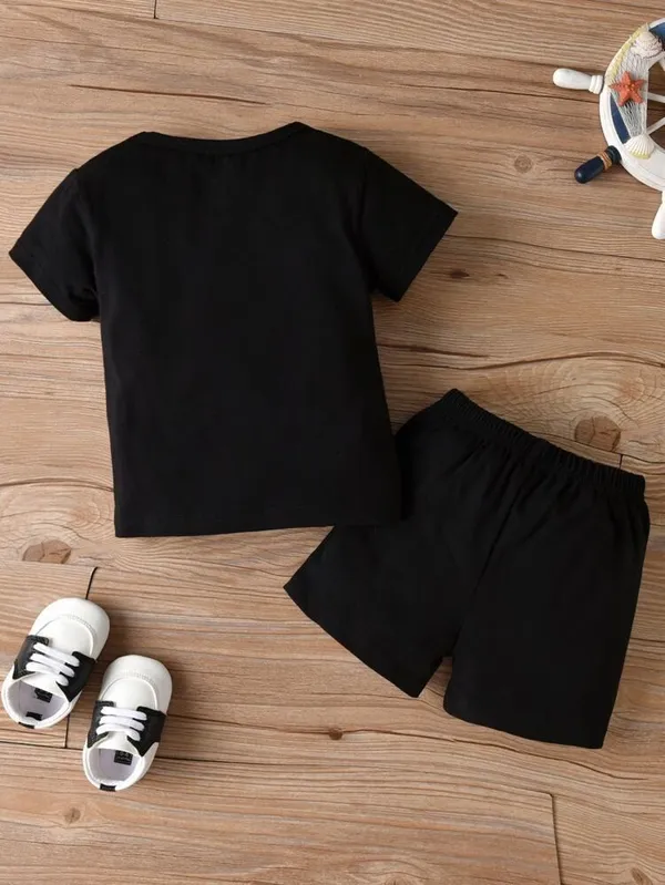 Findersapparels_Baby_Boys_And_Baby_Girls_Casual_T-Shirt_Shorts_(Black)