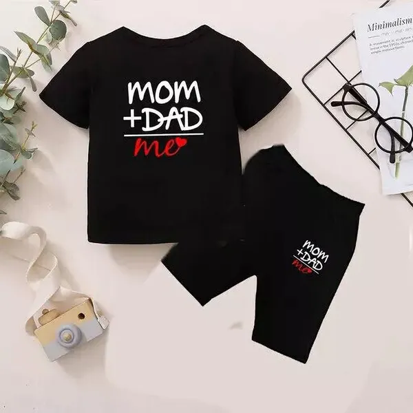 Naazglory_Baby_Boys_And_Baby_Girls_Casual_T-Shirt_Shorts_(Black_Momdad)