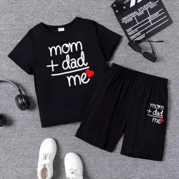 Naazglory_Baby_Boys_And_Baby_Girls_Casual_T-Shirt_Shorts_(Black_Mom+Dad)