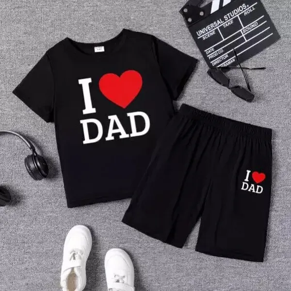 Naazglory_Baby_Boys_And_Baby_Girls_Casual_T-Shirt_Shorts_(Black_Dad)