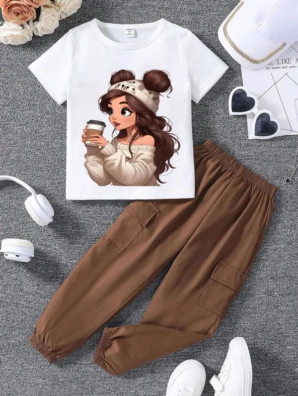 Naazglory_Boys_And_Girls_Party(Festive)_Pant_T-Shirt_(Brown)