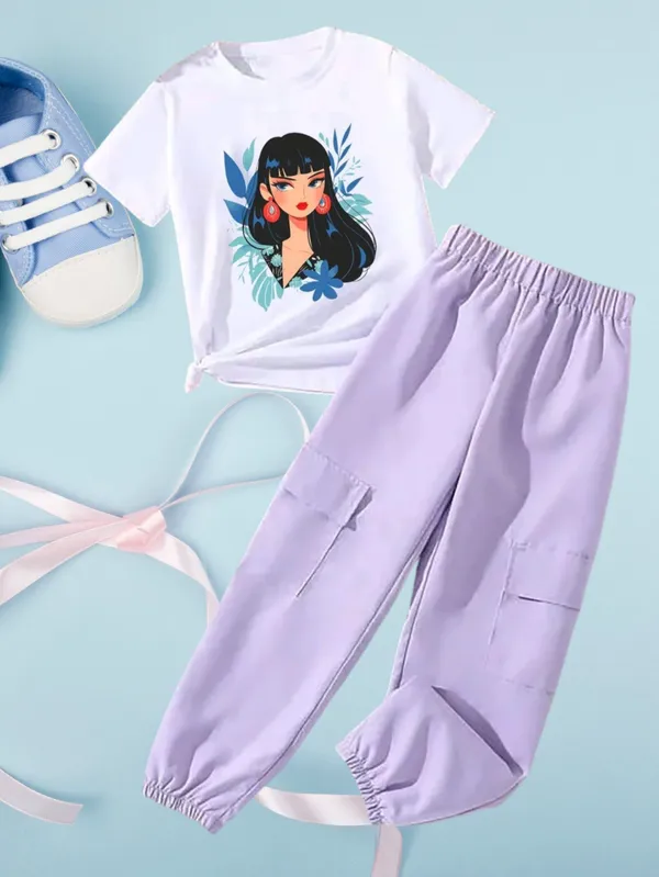 Naazglory_Boys_And_Girls_Party(Festive)_Pant_T-Shirt_(Lavender)