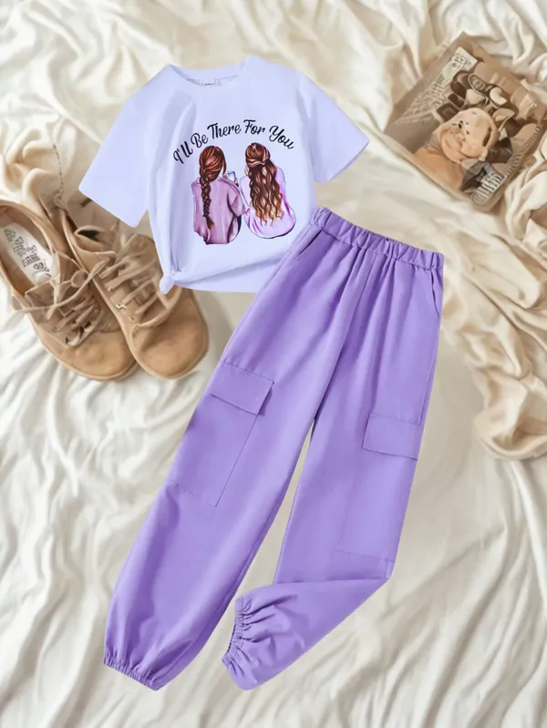 Naazglory_Boys_And_Girls_Casual_Pant_T-Shirt_(Lavender)