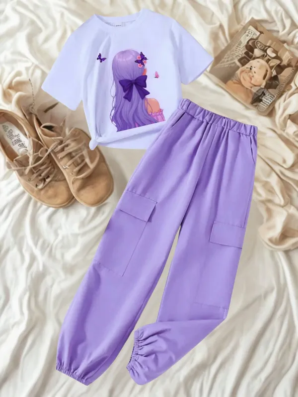 Naazglory_Boys_And_Girls_Casual_Pant_T-Shirt_(Lavender)