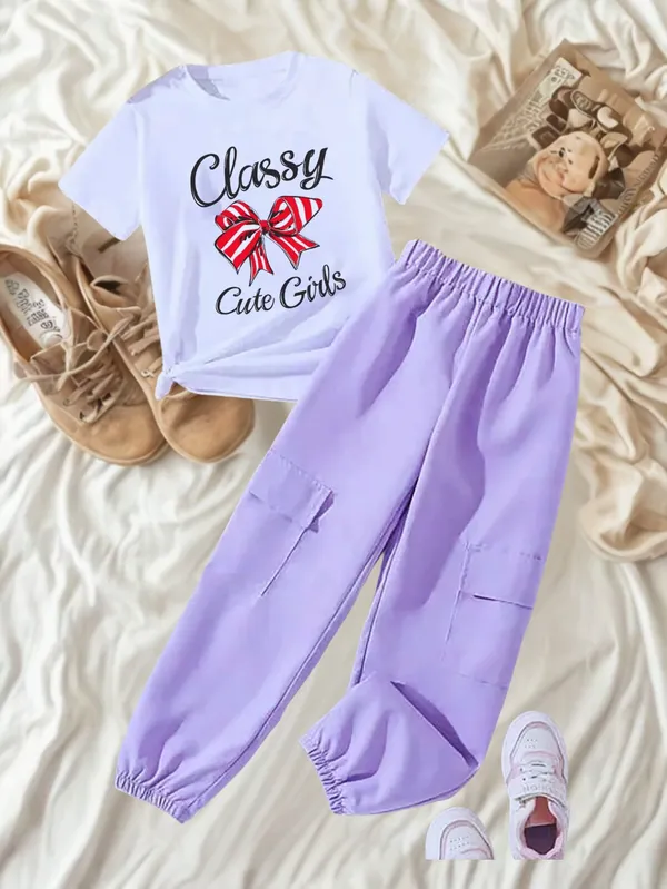 Naazglory_Boys_And_Girls_Casual_Pant_T-Shirt_(Lavender)