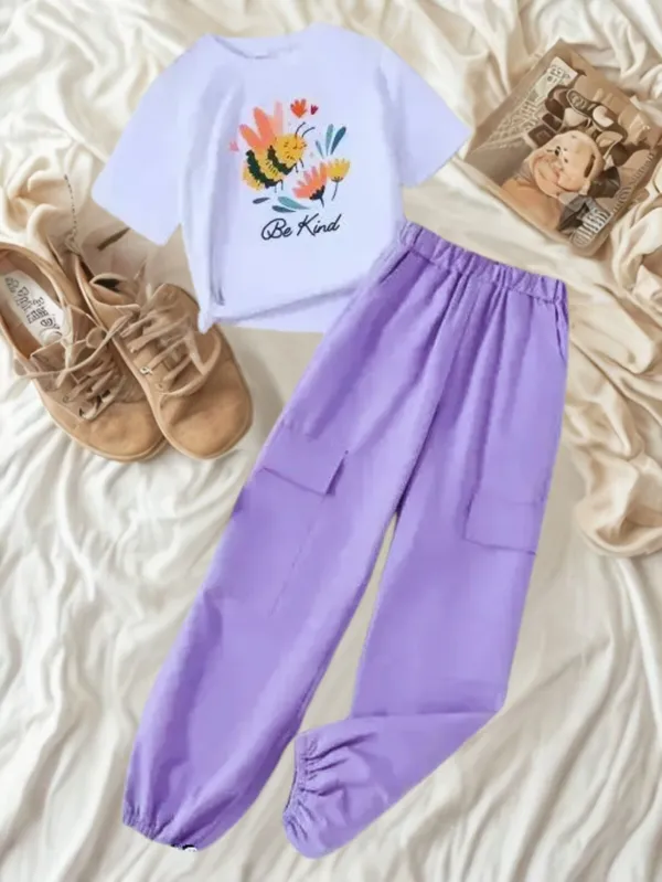 Naazglory_Boys_And_Girls_Casual_Pant_T-Shirt_(Lavender)