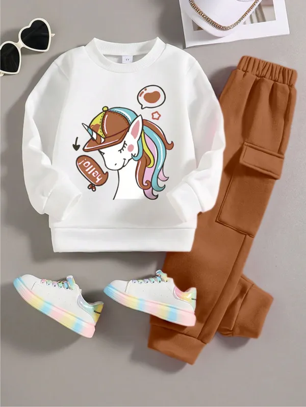 Naazglory_Girls_Party(Festive)_T-Shirt_Pant_(Brown)