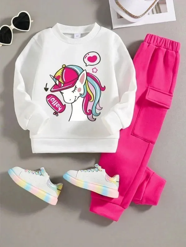 Naazglory_Girls_Party(Festive)_T-Shirt_Pant_(Pink)