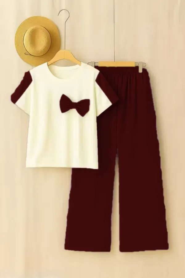 Naazglory_Girls_Party(Festive)_T-Shirt_Pant_(Wine)