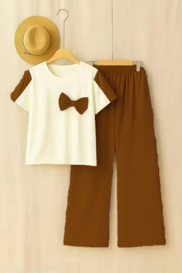 Naazglory_Girls_Party(Festive)_T-Shirt_Pant_(Brown)