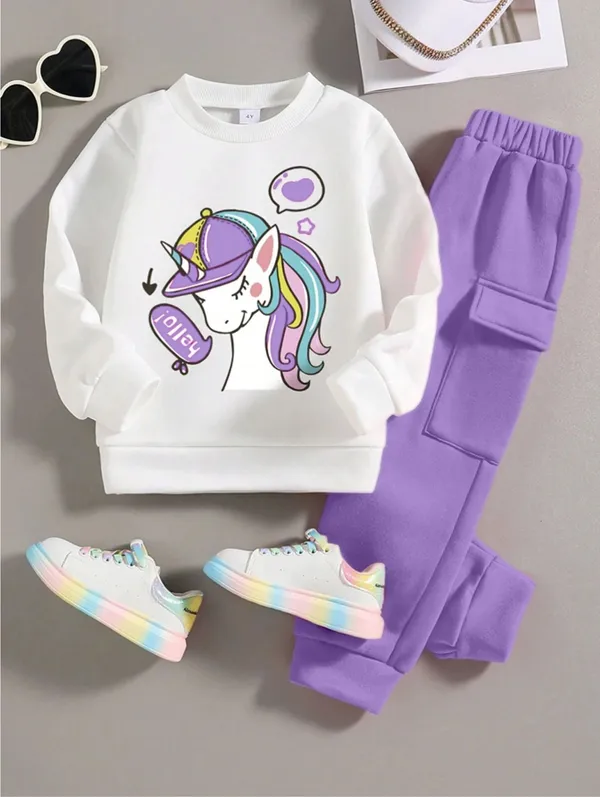 Naazglory_Girls_Party(Festive)_T-Shirt_Pant_(White,_Purple)