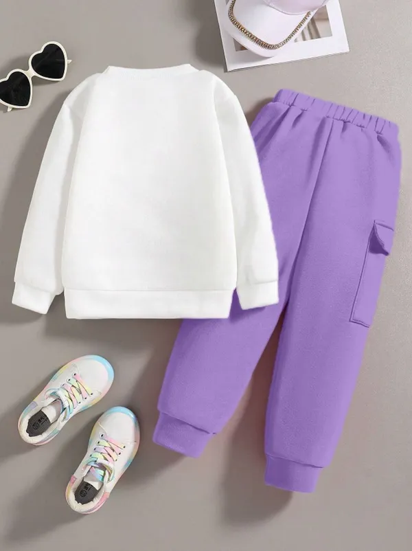 Naazglory_Girls_Party(Festive)_T-Shirt_Pant_(White,_Purple)