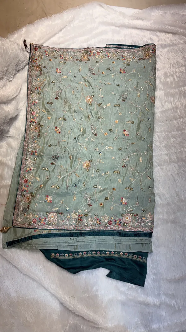 Aqua_Embroidered_Net_Floral_Sequin_Saree_For_Women
