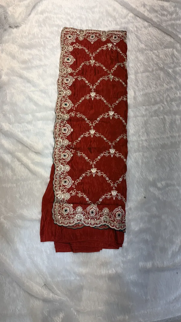 Maroon_Georgette_Embroidered_Lattice_Saree_For_Women