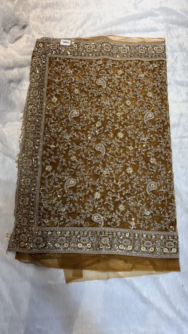 Mustard_Georgette_Sequin_Embellished_Floral_Saree_For_Women