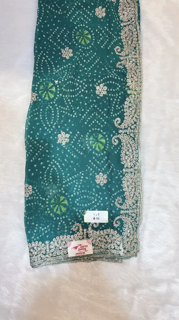 Teal_Green_Embellished_Georgette_Saree_For_Women