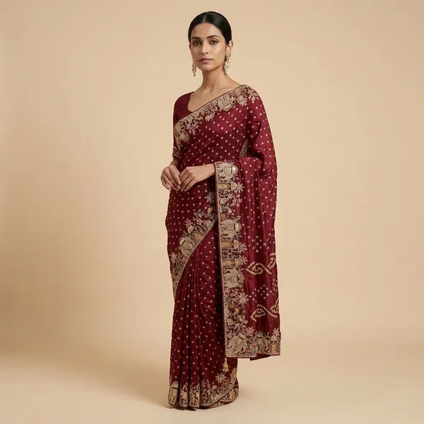 Maroon_Georgette_Sequin_Embellished_Saree_For_Women
