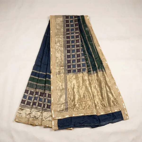 Navy_Blue_Embroidered_Saree_With_Gold_Border